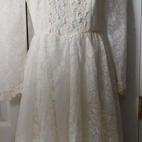 Gunne Sax 70's Romantic Renaissance Bridal sweetheart neckline Cream Sz 7 - Picture 4 of 12